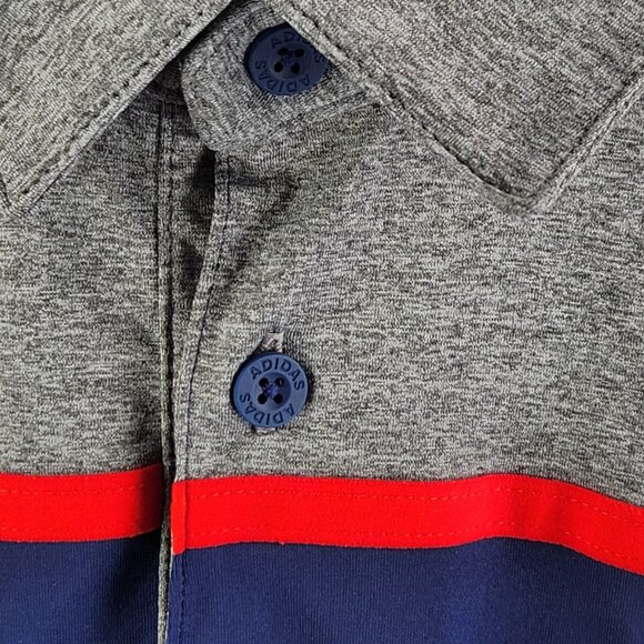 Adidas USA Men Small Stretchy Short Sleeve Blue Red Gray Polo Shirt Adult Sports - Picture 7 of 14